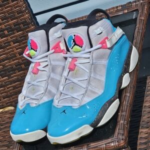 Air Jordan 6 Rings ‘Blue Fury Cyber Pink’ CK0018-100 Men's Size 10.5